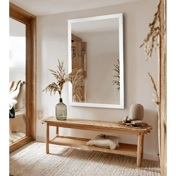 Rayne Ozark Hardwood 2" Red Oak Wall Mirror 51" x 30" Floor Mirror White