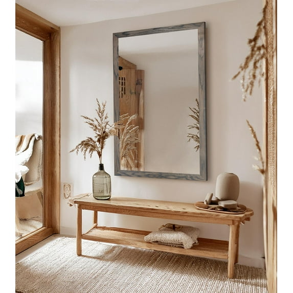 Rayne Ozark Hardwood 2" Red Oak Wall Mirror 55" x 30" Floor Mirror Carbon Grey