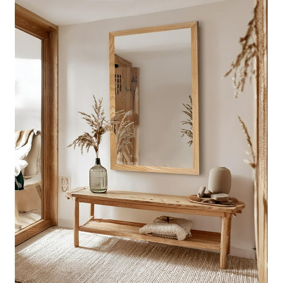 Rayne Ozark Hardwood 2" Red Oak Wall Mirror 55" x 30" Floor Mirror Natural