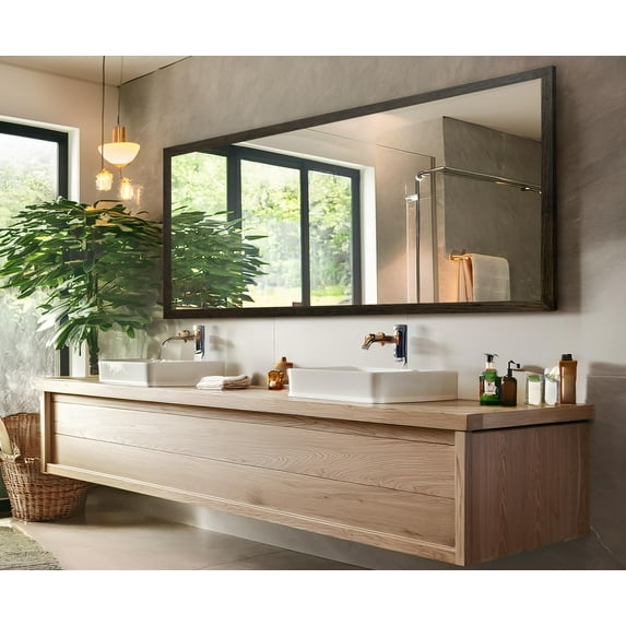 Rayne Ozark Hardwood 2" Red Oak Wall Mirror 63" x 30" Floor Mirror Ebony