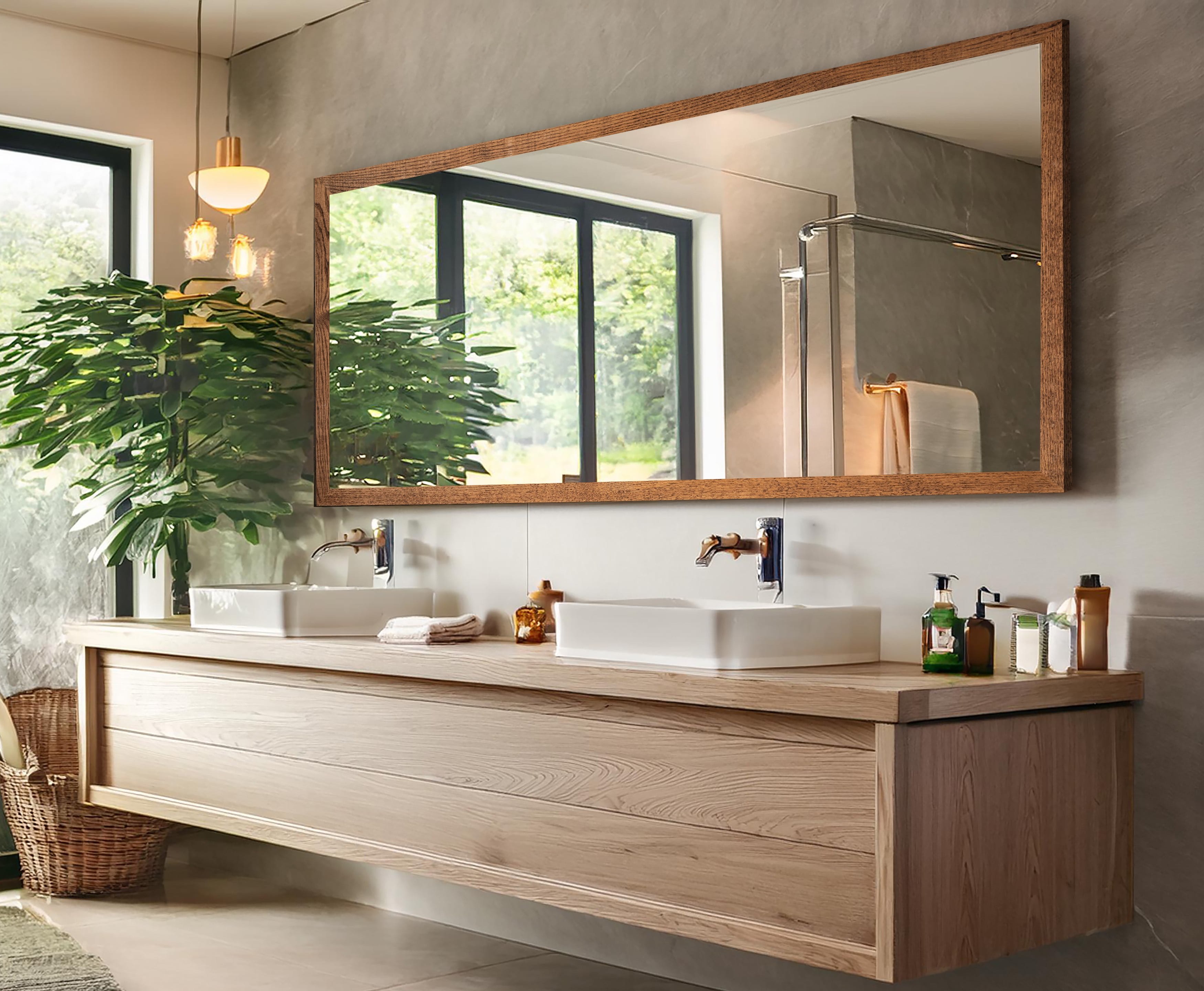 Rayne Ozark Hardwood 2" Red Oak Wall Mirror 67" x 30" Floor Mirror Honey