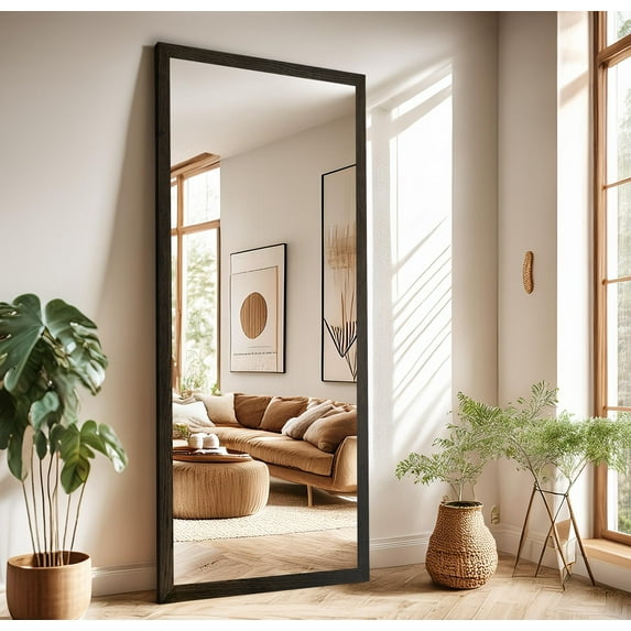 Rayne Ozark Hardwood 2" Red Oak Wall Mirror 71" x 30" Floor Mirror Ebony