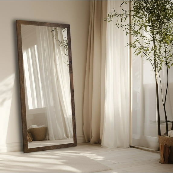 Rayne Ozark Hardwood 2" Walnut Wall Mirror 30"x75" Floor Mirror