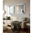 thumbnail image 1 of Rayne Ozark Hardwood Red Oak Mirror Wall Mirror 56"x33" Leaning Floor Mirror Gray With Decorative Corner Brackets, 1 of 4