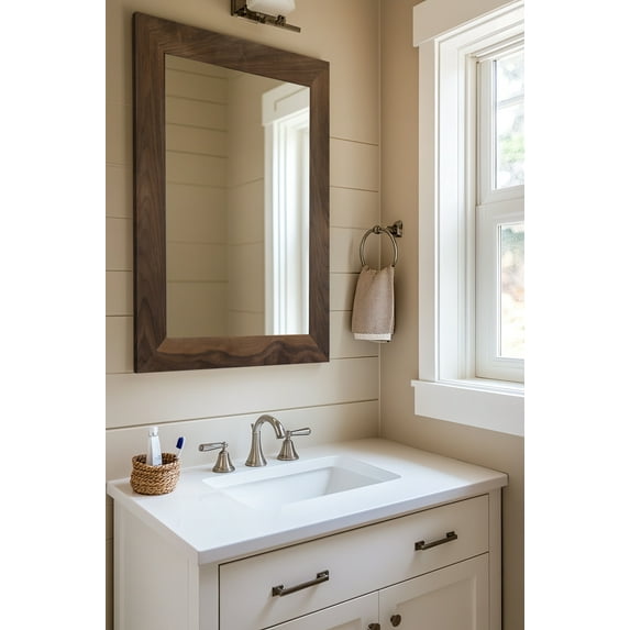 Rayne Ozark Hardwood Walnut Wall Mirror 36"x33" Floor Mirror