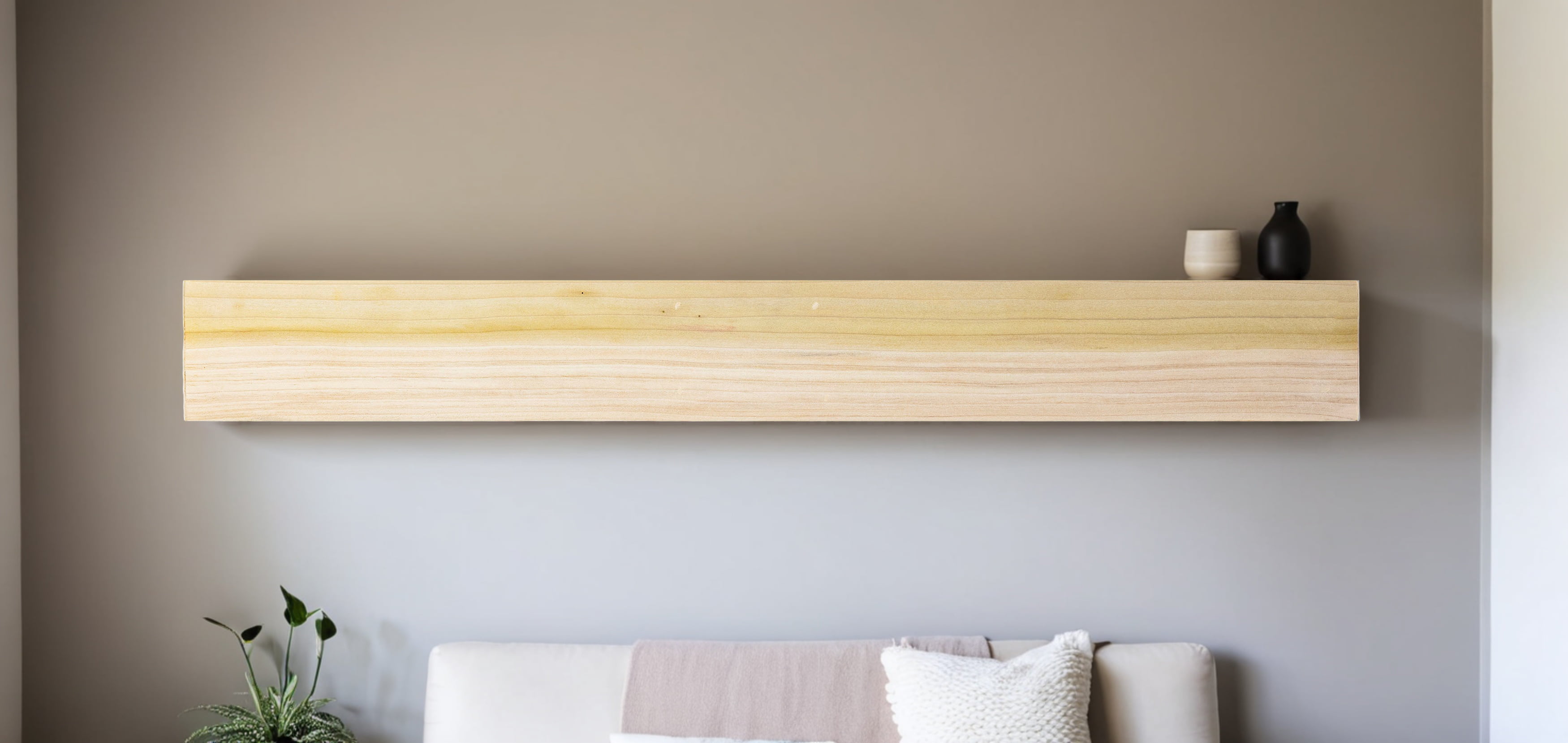 Rayne Poplar Floating Shelf 67x4x4in Raw