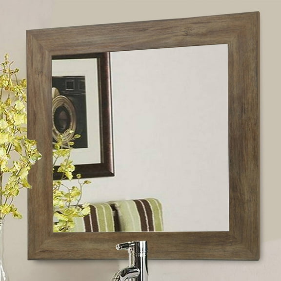 Rayne Rustic Light Walnut Square Wall Mirror