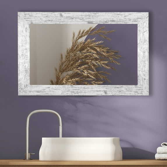 Rayne Wide 33 X 20 BARNWOOD WHITE Mirror