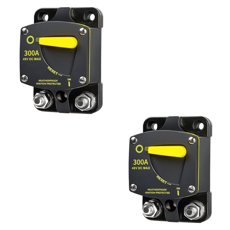 Rayne's World 2 PACK 300 Amp Heavy Duty Circuit Breaker Manual Reset DC 12-48V for Car Audio, RV, Marine, Truck, Boat Trolling Motors, Stereo, Electronic Battery, Solar Power Systems