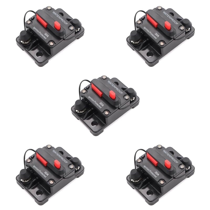Rayne's World 30 Amp (5 Pack) 12V48V DC Waterproof Circuit Breaker