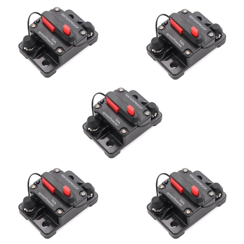 Rayne's World 50 Amp (5 Pack) 12V48V DC Waterproof Circuit Breaker