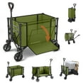 thumbnail image 1 of Raynesys 3 in 1 Collapsible Utility Wagon Converts to Bench, 220lbs 120L Foldable Wagon Cart with Wheels, Shopping Cart for Groceries Beach Garden Camping Sport, Green, 1 of 8