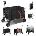 thumbnail image 1 of Raynesys 3 in 1 Collapsible Wagon Converts to Bench, 220lbs Foldable Wagon Cart with Wheels, 120L Utility Shopping Cart for Groceries Beach Garden Camping Sport, Black, 1 of 9