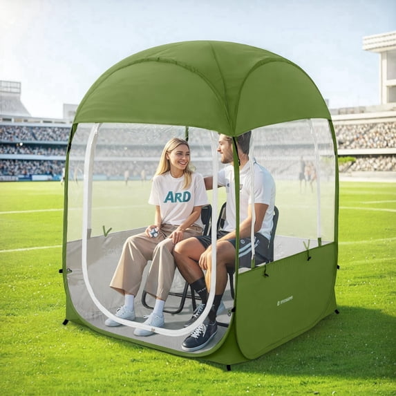 Raynesys Pop Up Sports Tent, Portable Weatherproof Clear Tent, Foldable Instant All-Weather Outdoor Shelter for Watching Sports Events, Camping, Fishing, Beige
