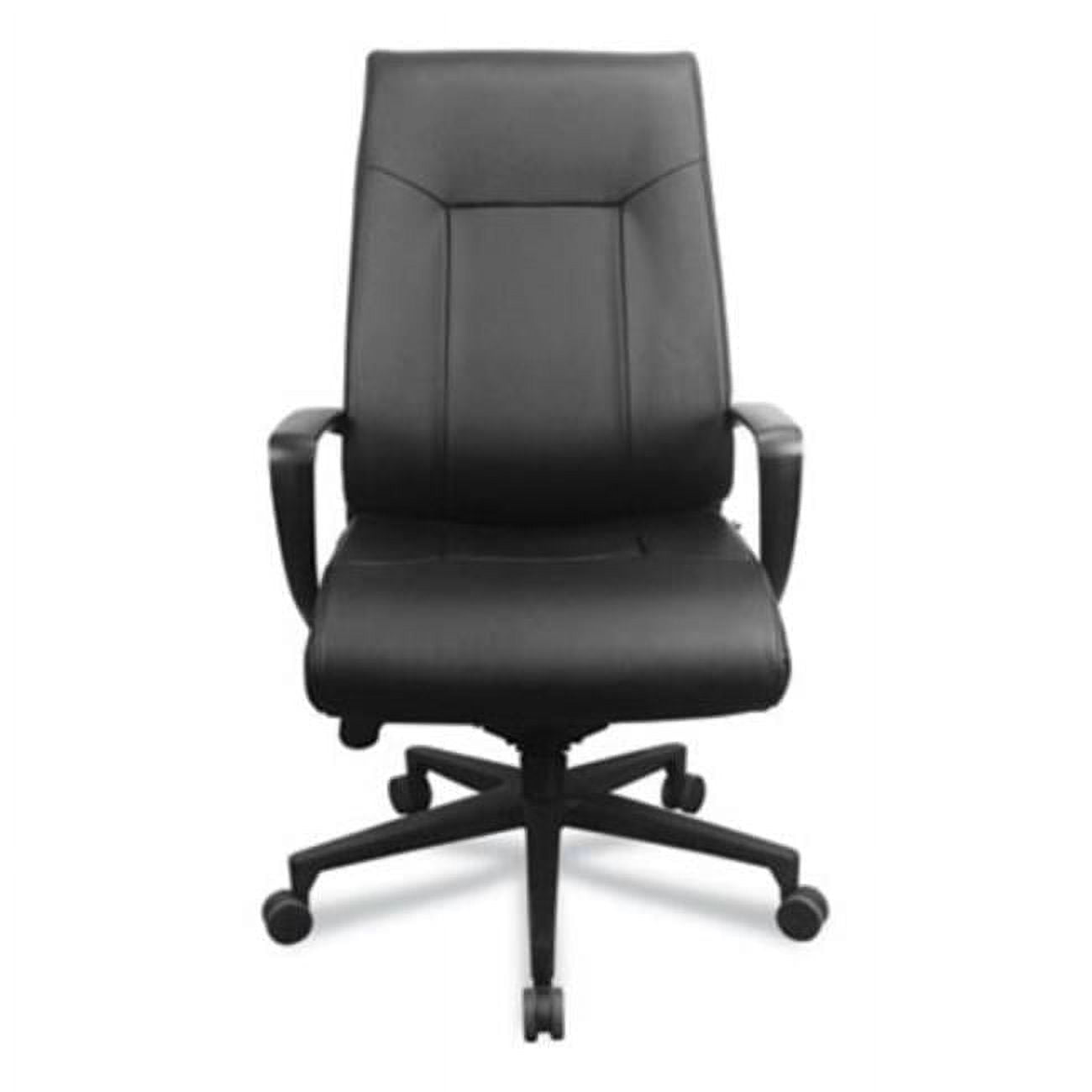 Black High-Back Leather Executive Chair with Fixed Arms