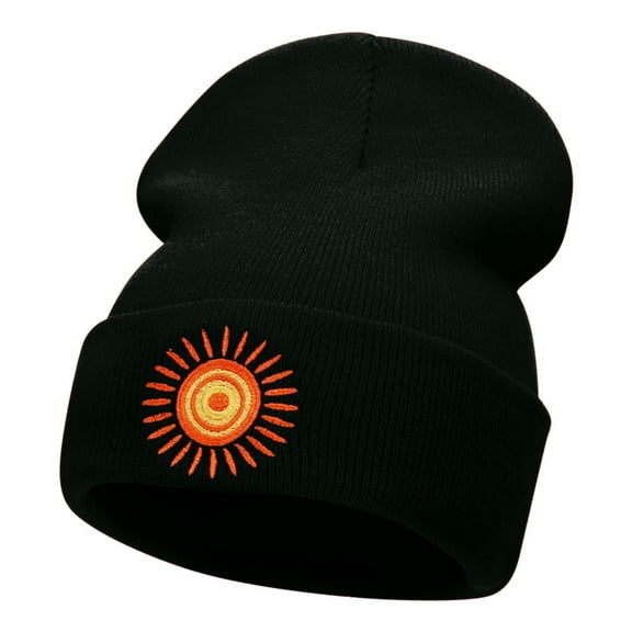Rayo De Sol Embroidered Long Knitted Beanie - Black OSFM