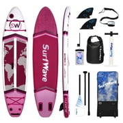 Rayocon 11ft Inflatable Paddle Board, Stand Up Paddle Board for Adults, Wide SUP Board with Premium Accessories, Atlantic Pink