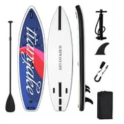 Rayocon 11ft Inflatable Paddle Board, Stand Up SUP Board for Adults & Beginners, Wide Paddleboard with Premium Accessories, Blue Red