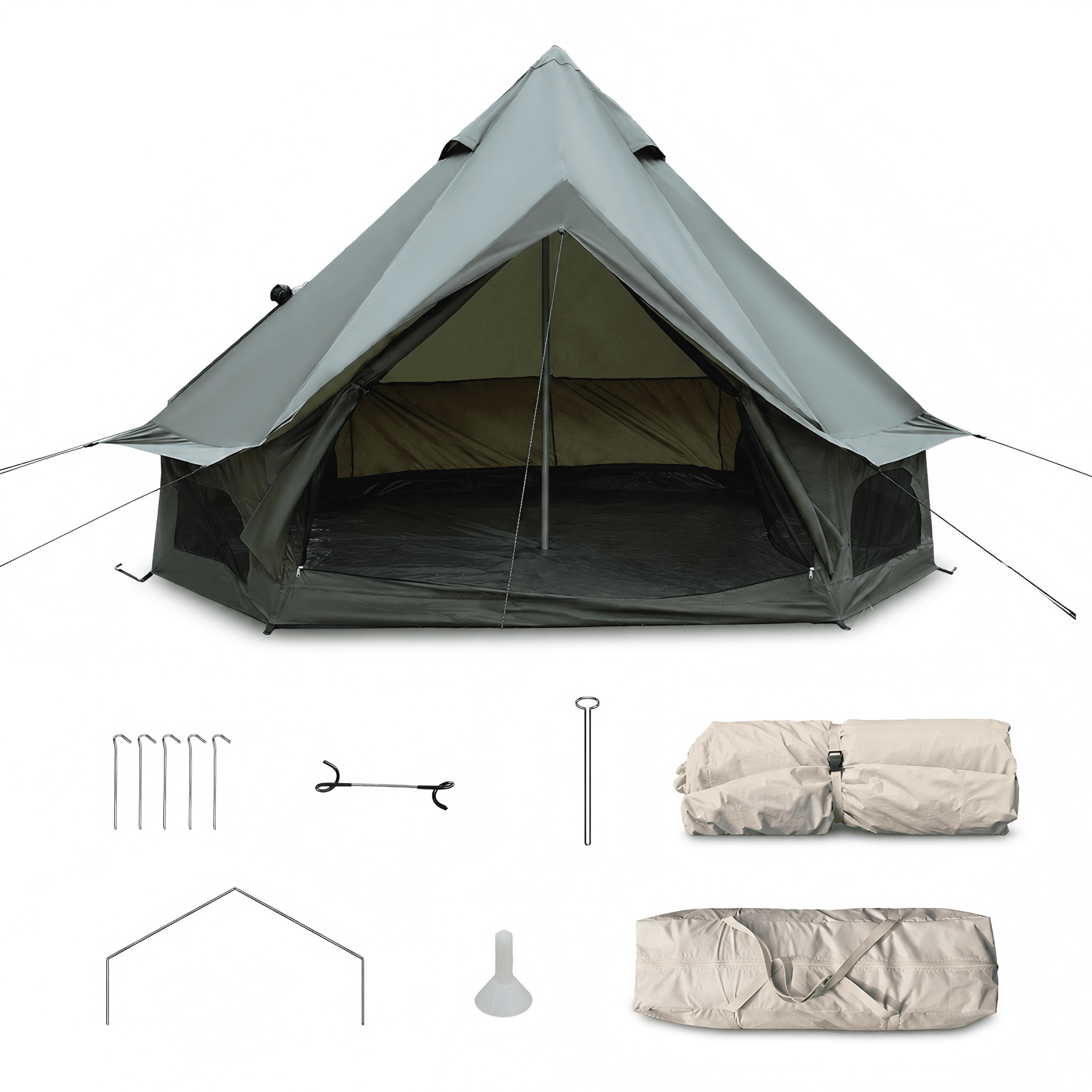 Rayocon 4 Season Bell Tent 9.8 FT Waterproof Oxford Yurt Tent with ...