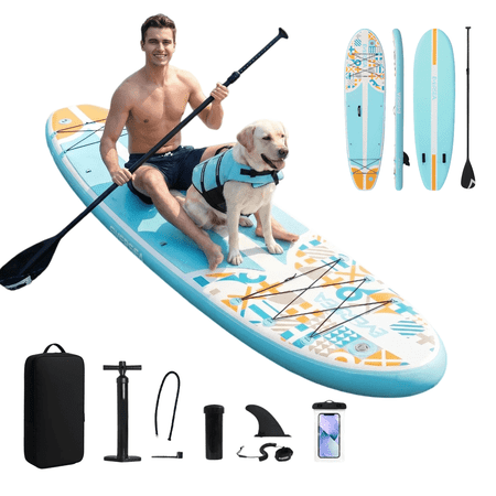 Rayocon Inflatable Paddle Board for Adults, 10' Stable Stand up SUP Board with Non-Slip EVA Deck, Pump and Carry Bag