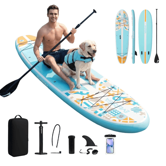 Rayocon Inflatable Paddle Board for Adults, 10' Stable Stand Up Paddle Board SUP with Non-Slip EVA Deck and Premium Accessories