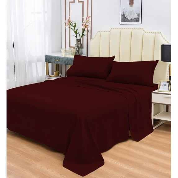Rayon Bamboo Sheets Set California King Burgundy Sheets Deep Pocket 4 Piece