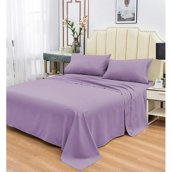 Rayon Bamboo Sheets Set California King Lavender Sheets Deep Pocket 4 Piece