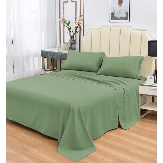 Rayon Bamboo Sheets Set California King Sage Green Sheets Deep Pocket 4 Piece