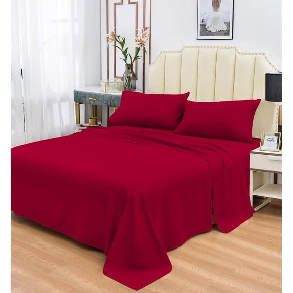 Rayon Bamboo Sheets Set Full Red Sheets Deep Pocket 4 Piece