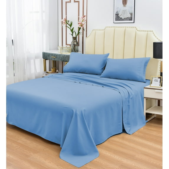 Rayon Bamboo Sheets Set Queen Blue Sheets Deep Pocket 4 Piece