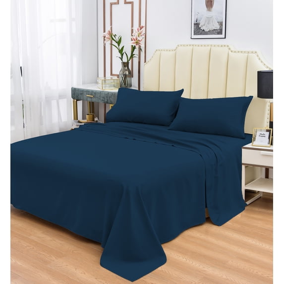 Rayon Bamboo Sheets Set Queen Cobalt Blue Sheets Deep Pocket 4 Piece