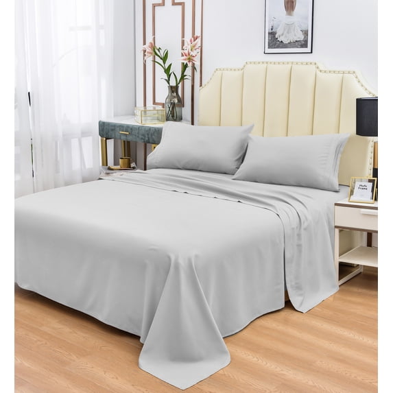 Rayon Bamboo Sheets Set Queen Silver Sheets Deep Pocket 4 Piece