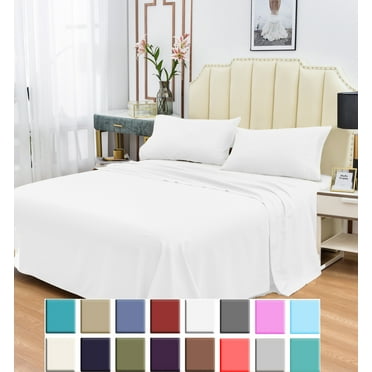Rayon Bamboo Sheets Set Queen White Sheets Deep Pocket 4 Piece