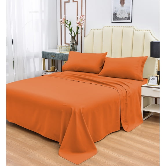 Rayon Bamboo Sheets Set Split King Burnt Orange Sheets Deep Pocket 5 Piece