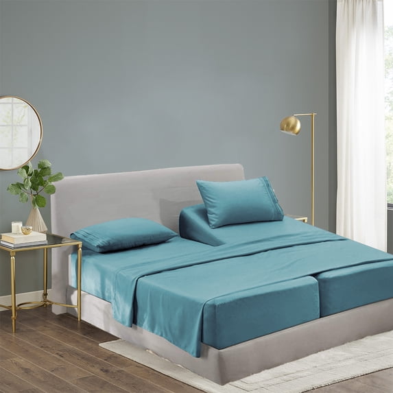 Rayon Bamboo Sheets Set Split Teal Red Sheets Deep Pocket 5 Piece