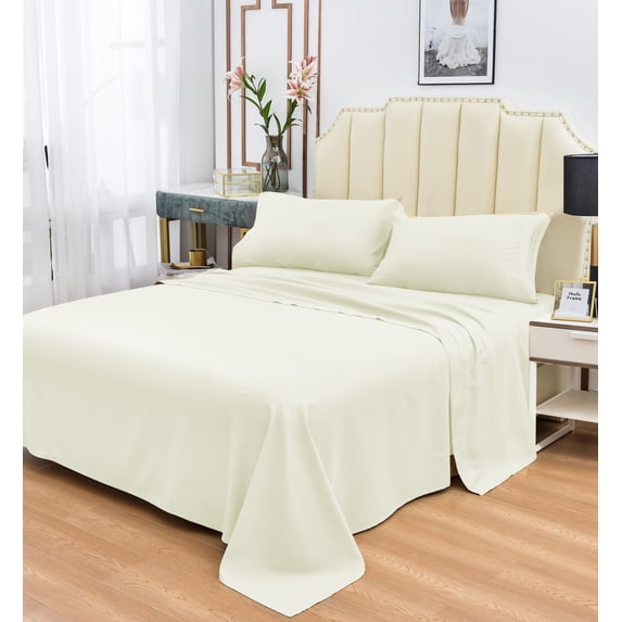 Rayon Bamboo Sheets Set Twin Ivory Sheets Deep Pocket 3 Piece