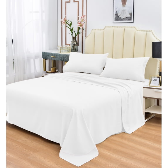 Rayon Bamboo Sheets Set Twin White Sheets Deep Pocket 3 Piece
