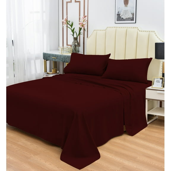 Rayon Bamboo Sheets Set Twin XL Burgundy Sheets Deep Pocket 3 Piece