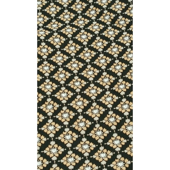 Rayon Challis Fabric By The Yard Beige And Black Geometric Pattern Soft Organic