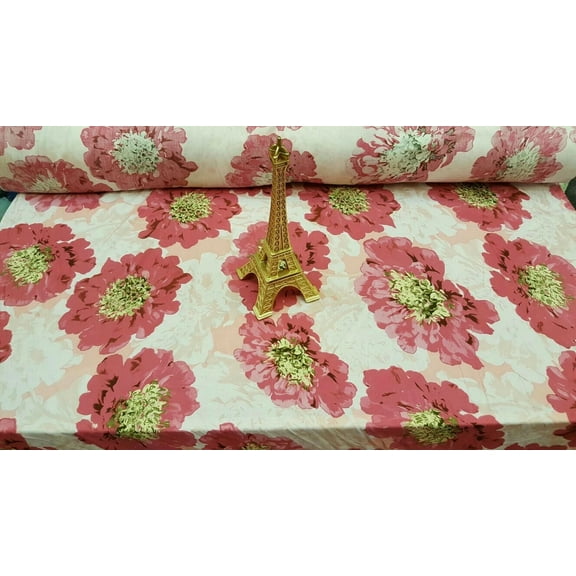 Rayon Challis Fabric By The Yard Floral Pink Blush Flowers Soft Dress Fashion