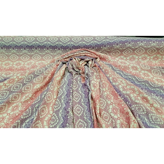 Rayon Challis Ikat Lavender Pink Off White Crepe Rayon Fabric By The Yard Soft