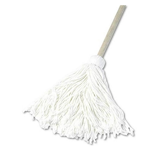 Rayon Deck Mop with Wooden Handle - 16 oz Head - Commercial Grade Floor Mop - 6 Pack