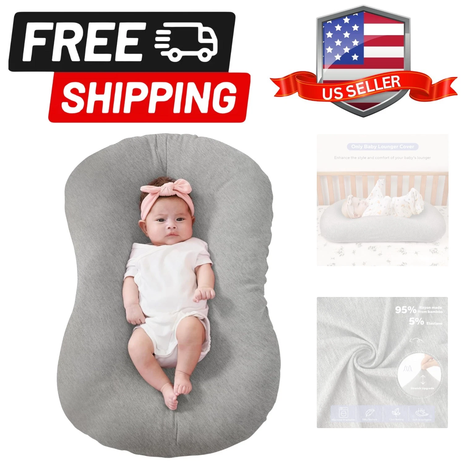 Rayon Derived From Bamboo Babyy Lounger Cover Compatible With Snuggle Me Loung...