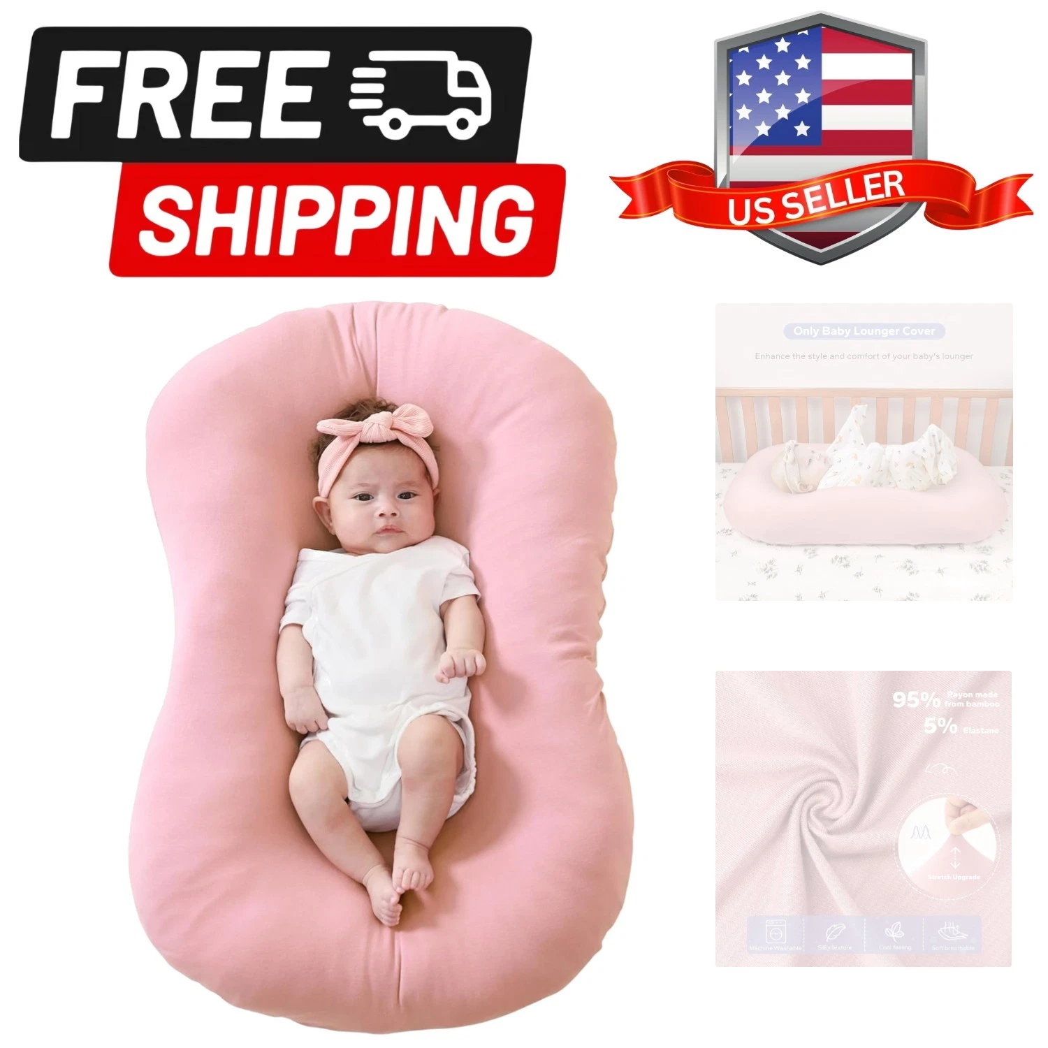 Rayon Derived From Bamboo Babyy Lounger Cover Compatible With Snuggle Me Loung...