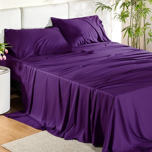 Rayon Derived from Bamboo California King Sheet Set in Plum