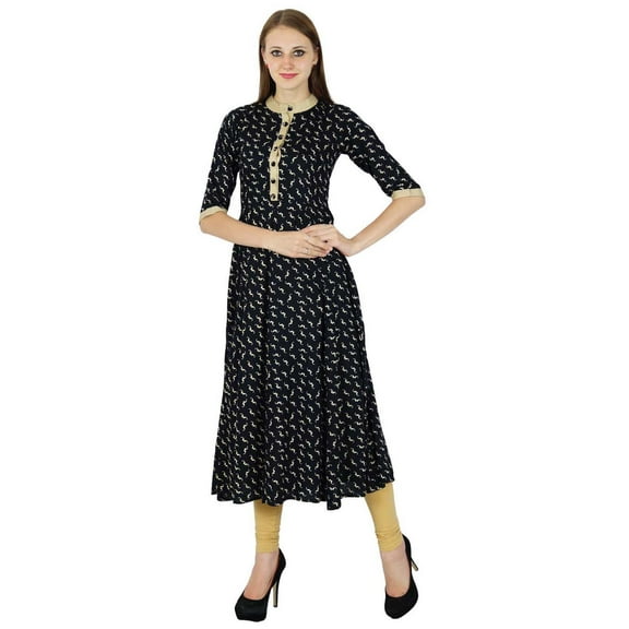 Rayon Indian Bollywood Kurta Women Ethnic Printed Kurti Casual Top Tunic Dress