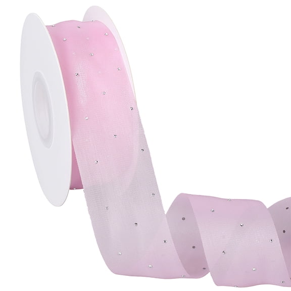 Rayon Rhinestones Ribbon Frayed Edges Ribbon for Sewing Craft Flat Pink 1-5/8 inch(40mm)