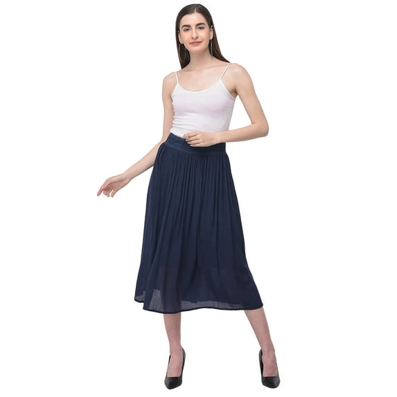 Rayon Womens Skirts Gauze High Waist Skirt for Women Solid Midi Skirt for Ladies Long Knee Length Girls Fashion Online By Oussum