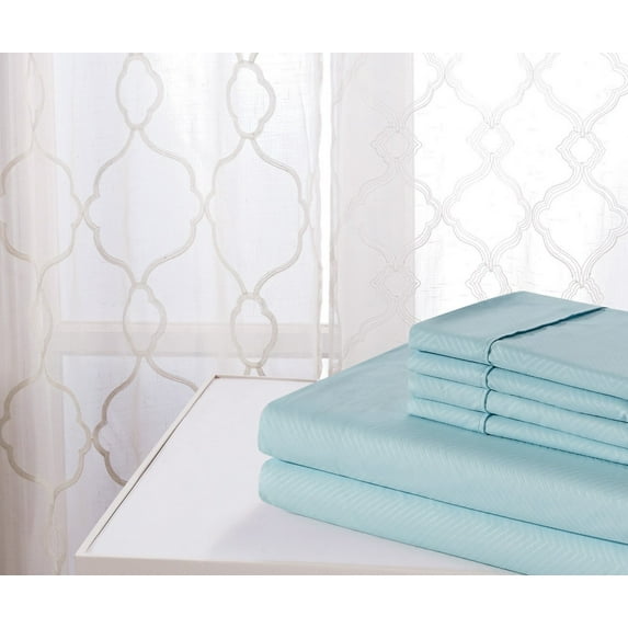 Rayon from Bamboo 4 Piece Luxury Chevron Embossed Sheet Set - 6 Colors - Chevron Embossed - Aqua - Full