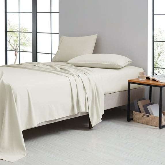 Rayon from Bamboo 4 Piece Luxury Solid Sheet Set - 8 Colors - Ivory - King